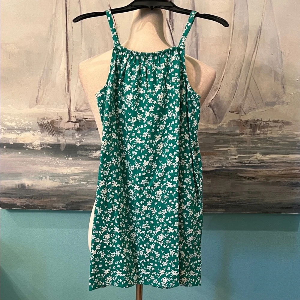 NWT Girls Copper Key Green Floral Linen Dress, Medium